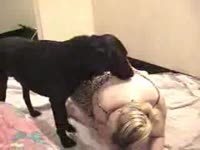 Blonde MILF got fucked and pounded from behind by dog